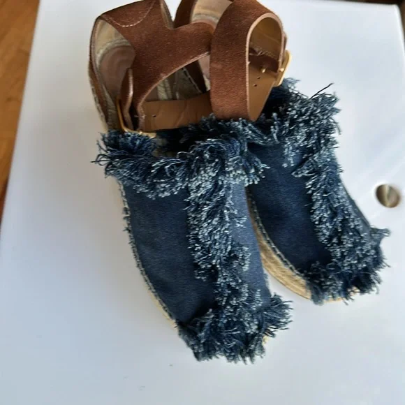 Chloe frayed denim platform size 10 - Picture 3 of 14